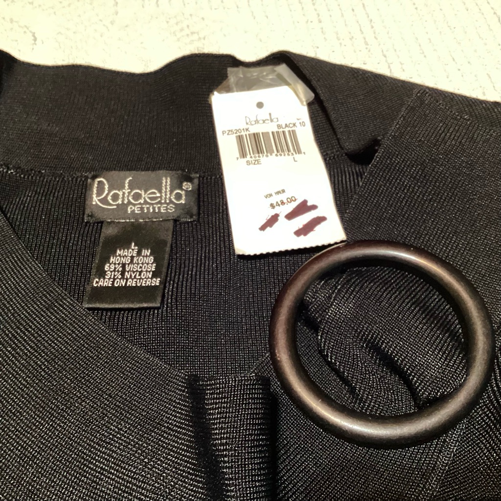 Nwt Rafaella Petites Black Top Sweater 48 Brand New